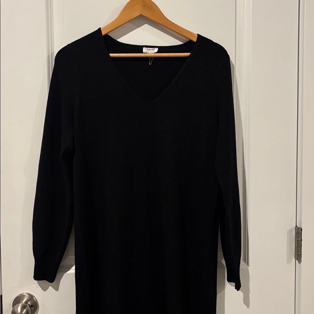 Splendid x Cella Jane Black Long Sleeve Sweater Dress - Picture 5 of 8